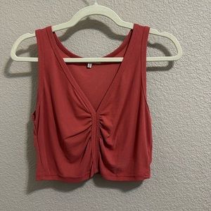 Coral Ribbed Cropped Tank Top